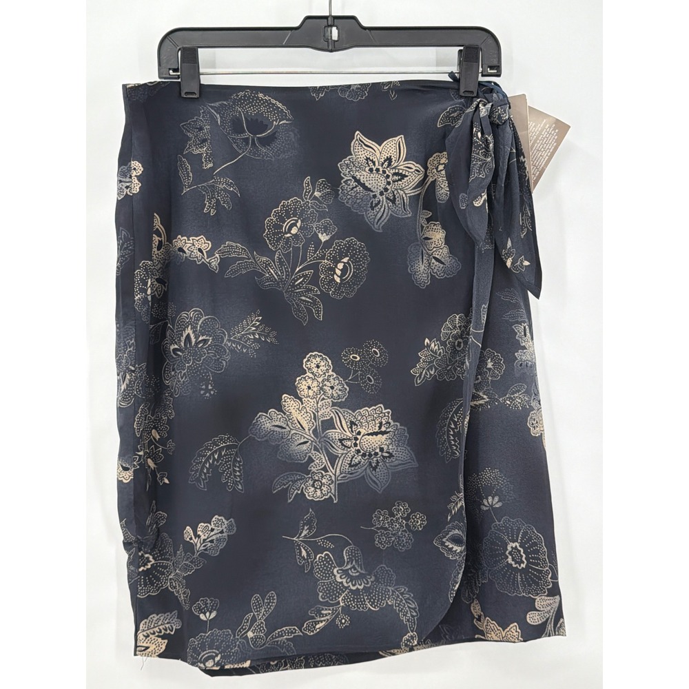 Jones New York Silk Wrap Skirt Blue Floral Size 14